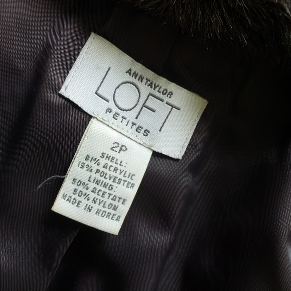 LOFT Faux Fur Short Jacket in Brown and Black - Sz 2P Petite - Picture 4 of 5